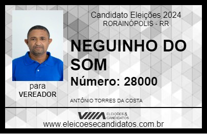 Candidato NEGUINHO DO SOM 2024 - RORAINÓPOLIS - Eleições