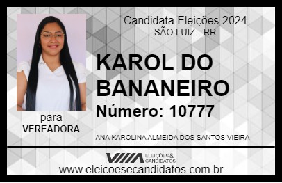 Candidato KAROL DO BANANEIRO 2024 - SÃO LUIZ - Eleições