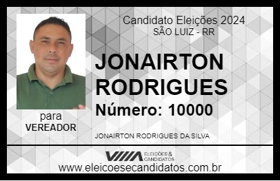 Candidato JONAIRTON RODRIGUES 2024 - SÃO LUIZ - Eleições