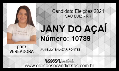 Candidato JANY DO AÇAÍ 2024 - SÃO LUIZ - Eleições