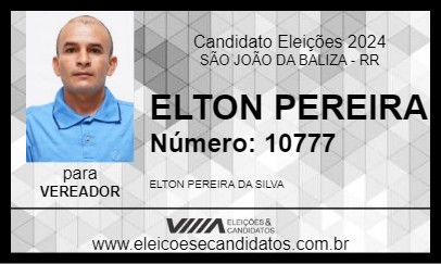 Candidato ELTON PEREIRA 2024 - SÃO JOÃO DA BALIZA - Eleições