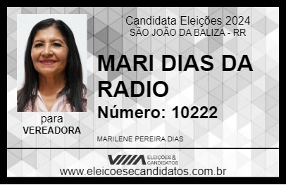 Candidato MARI DIAS DA RADIO 2024 - SÃO JOÃO DA BALIZA - Eleições