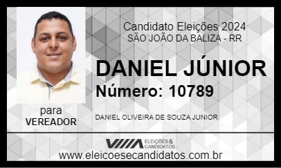 Candidato DANIEL JÚNIOR 2024 - SÃO JOÃO DA BALIZA - Eleições