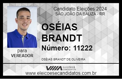 Candidato OSÉIAS BRANDT 2024 - SÃO JOÃO DA BALIZA - Eleições