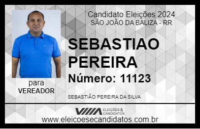 Candidato SEBASTIAO PEREIRA 2024 - SÃO JOÃO DA BALIZA - Eleições