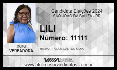 Candidato LILI 2024 - SÃO JOÃO DA BALIZA - Eleições