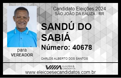 Candidato SANDÚ DO SABIÁ 2024 - SÃO JOÃO DA BALIZA - Eleições