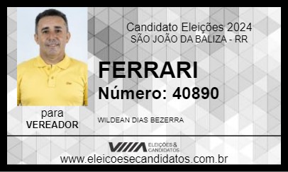 Candidato FERRARI 2024 - SÃO JOÃO DA BALIZA - Eleições