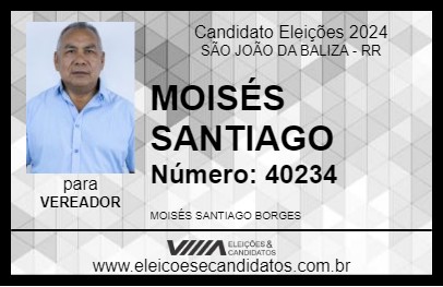 Candidato MOISÉS SANTIAGO 2024 - SÃO JOÃO DA BALIZA - Eleições