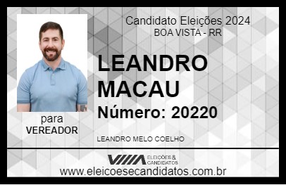 Candidato LEANDRO MACAU 2024 - BOA VISTA - Eleições