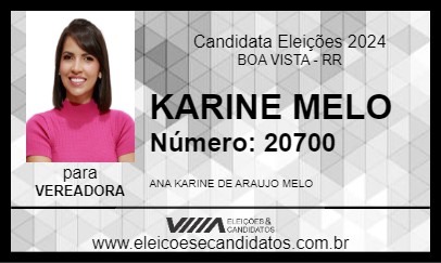 Candidato KARINE MELO 2024 - BOA VISTA - Eleições