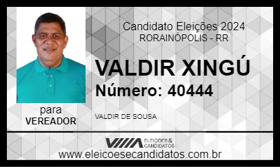 Candidato VALDIR  XINGÚ 2024 - RORAINÓPOLIS - Eleições