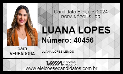 Candidato LUANA LOPES 2024 - RORAINÓPOLIS - Eleições