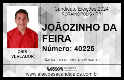 Candidato JOÃOZINHO DA FEIRA 2024 - RORAINÓPOLIS - Eleições