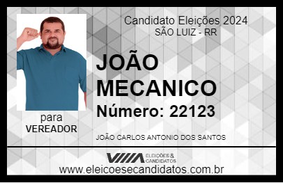 Candidato JOÃO MECANICO 2024 - SÃO LUIZ - Eleições