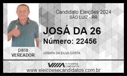 Candidato JOSÁ DA 26 2024 - SÃO LUIZ - Eleições