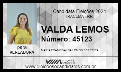 Candidato VALDA LEMOS 2024 - IRACEMA - Eleições