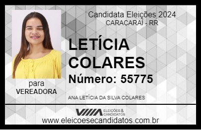 Candidato LETÍCIA COLARES 2024 - CARACARAÍ - Eleições