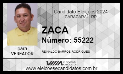 Candidato ZACA 2024 - CARACARAÍ - Eleições