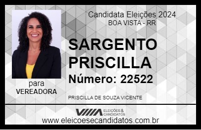 Candidato SARGENTO PRISCILLA 2024 - BOA VISTA - Eleições