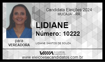 Candidato LIDIANE 2024 - MUCAJAÍ - Eleições