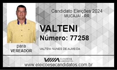 Candidato PROF. VALTENI 2024 - MUCAJAÍ - Eleições