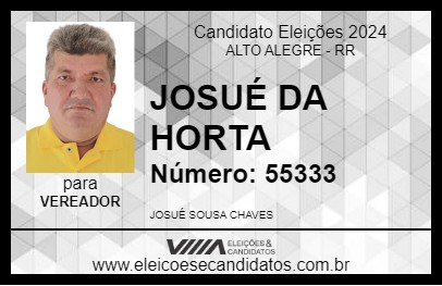 Candidato JOSUÉ DA HORTA 2024 - ALTO ALEGRE - Eleições