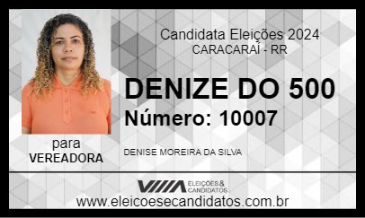 Candidato DENIZE DO 500 2024 - CARACARAÍ - Eleições