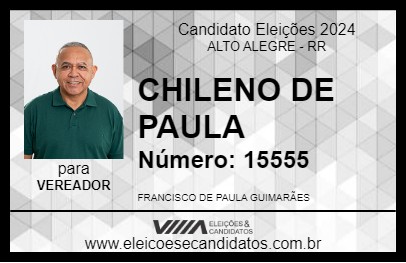 Candidato CHILENO DE PAULA 2024 - ALTO ALEGRE - Eleições