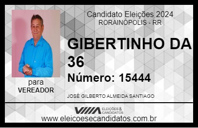 Candidato GIBERTINHO DA 36 2024 - RORAINÓPOLIS - Eleições