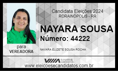 Candidato NAYARA SOUSA 2024 - RORAINÓPOLIS - Eleições