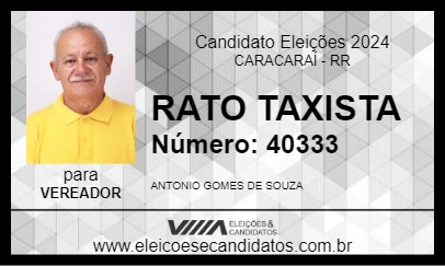 Candidato RATO TAXISTA 2024 - CARACARAÍ - Eleições