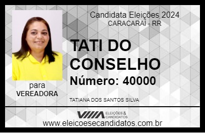 Candidato TATI DO CONSELHO 2024 - CARACARAÍ - Eleições