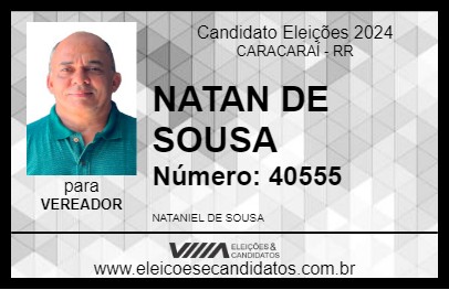 Candidato NATAN DE SOUSA 2024 - CARACARAÍ - Eleições