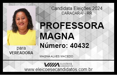 Candidato PROFESSORA MAGNA 2024 - CARACARAÍ - Eleições