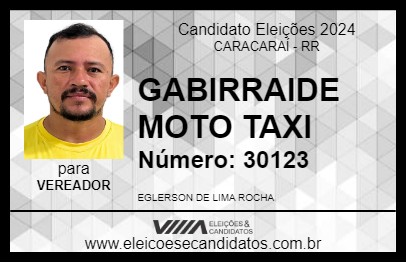 Candidato GABIRRAIDE  MOTO TAXI 2024 - CARACARAÍ - Eleições