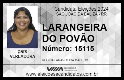 Candidato LARANGEIRA DO POVÃO 2024 - SÃO JOÃO DA BALIZA - Eleições