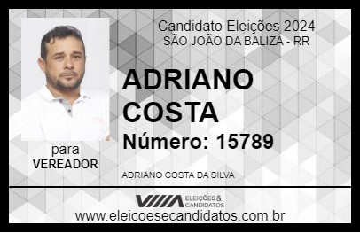 Candidato ADRIANO COSTA 2024 - SÃO JOÃO DA BALIZA - Eleições