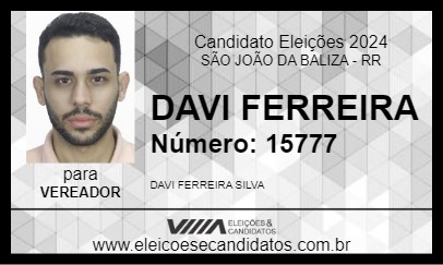 Candidato DAVI FERREIRA 2024 - SÃO JOÃO DA BALIZA - Eleições