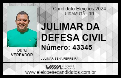 Candidato JULIMAR DA DEFESA CIVIL 2024 - UIRAMUTÃ - Eleições