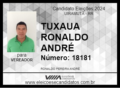 Candidato TUXAUA RONALDO ANDRÉ 2024 - UIRAMUTÃ - Eleições