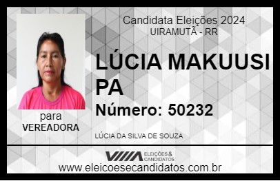 Candidato LÚCIA MAKUUSI PA  2024 - UIRAMUTÃ - Eleições