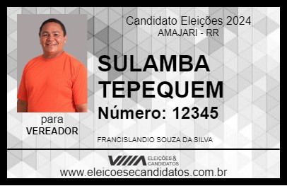 Candidato SULAMBA TEPEQUEM 2024 - AMAJARI - Eleições