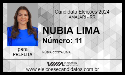 Candidato NUBIA LIMA 2024 - AMAJARI - Eleições