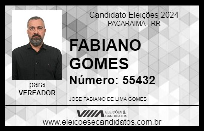 Candidato FABIANO GOMES 2024 - PACARAIMA - Eleições