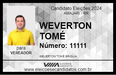 Candidato WEVERTON THOMÉ 2024 - AMAJARI - Eleições