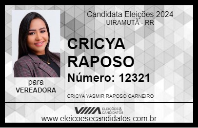 Candidato CRICYA RAPOSO 2024 - UIRAMUTÃ - Eleições