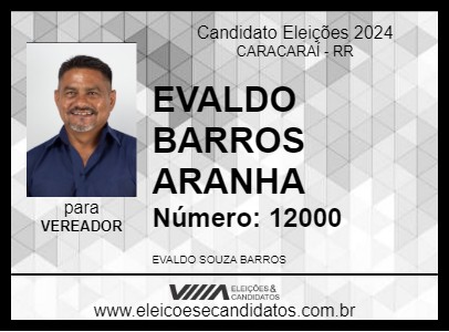 Candidato EVALDO BARROS ARANHA 2024 - CARACARAÍ - Eleições