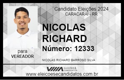 Candidato NICOLAS RICHARD 2024 - CARACARAÍ - Eleições