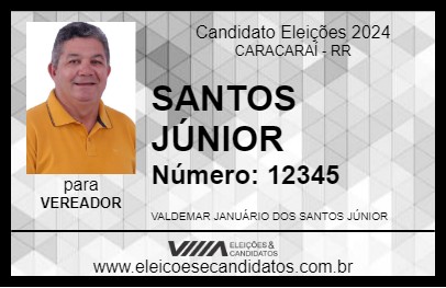 Candidato SANTOS JÚNIOR 2024 - CARACARAÍ - Eleições